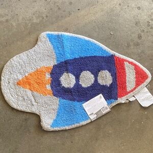 Rocket Ship Kids Rug - Blue, Orange, Red
